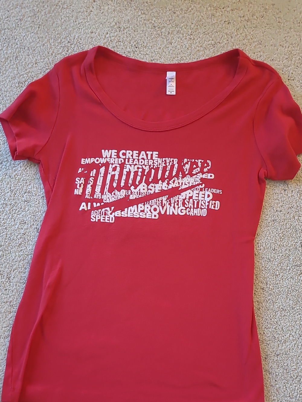 Women's Red Scoop Neck Graphic Tee